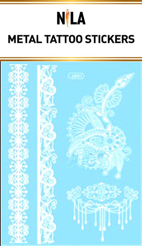 Временная татуировка флэш тату Nila 14,5*20см J001 white