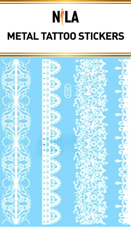 Временная татуировка флэш тату Nila 14,5*20см J012 white