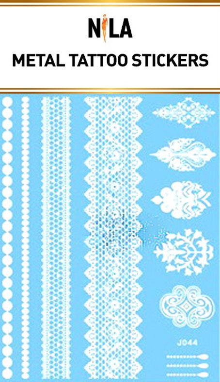 Временная татуировка флэш тату Nila 14,5*20см J044 white