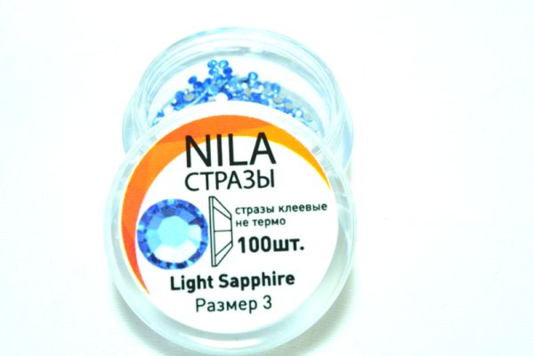 Стразы для дизайна ногтей Light Sapphire 3 размер