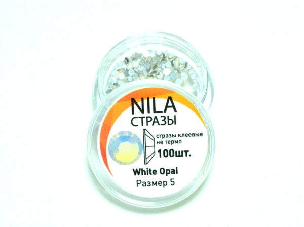 Стразы для дизайна ногтей White Opal 5 размер